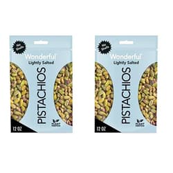 Wonderful Pistachios Wonderful Pistachio No Shells, Roasted and Lightly Salted Nuts, 12 Ounce Resealable Bag, Protein Snack, On-the Go, Individually Wrapped Healthy Snack (12 oz) (Pack of 2)