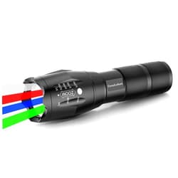 TotaLohan 4 in 1 Multicolor Flashlight,Powerful Zoomable Single Mode Long Range White Red Green Blue Light,Hunting Flashlight