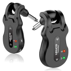 LEKATO Wireless Guitar System 5.8 Wireless Guitar Transmitter Receiver Rechargeable Audio Wireless Transmitter Receiver 4 Channels Transmission Range for Electric Guitar Bass (Black)