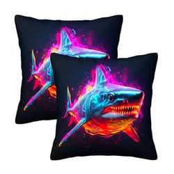 ZXCQWEASD 3D Printed Shark Cushion Covers Decor for Home Throw Pillow Case Decorativ，Art Deco Modern Super Soft Set of 2 for Couch Sofa Bed Living Room Bedroom 45x45cm, Style-5