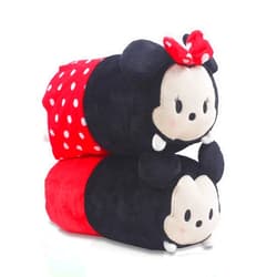 Finex Set of 2 Mickey Minnie Plush Travel Pillow Stackable Long Cushion Multi (Mickey and Minnie)