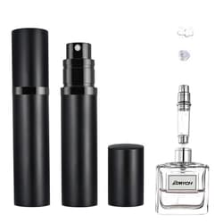 ACMYCH 2PCS Perfume Travel Refillable Bottle, Bottom-Filling Fragrances Perfume Atomizer, Empty Mini Cologne Dispenser, Portable Sprayer Pocket Size for On the Go 5ml (Black)