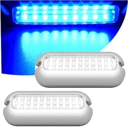 HUSUKU SOOP3 Mini 50W 27LED Waterproof Stainless Steel Transom Led Light, High-Intensity Marine Led Underwater Lights (2 pcs)