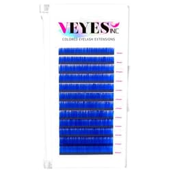 VEYES INC Colored Lash Extensions 03 05 07 15 C/D Curl 8-16mm Mixed Length Tray, Premium Individual Silk Eyelashes, Professional Supplies for Lash Techs (Blue 0.07 D 8-16mm)