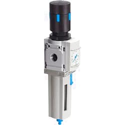FESTO MS4-LFR-1/4-D6-CRV-AS (529146), 1500 L/MIN FLOW, 19 ML MAX. VOLUME, 2-12 BAR, 5 MICRONS FILTRATION, DIE-CAST ALUMINUM HOUSING, FILTER REGULATOR, FULLY AUTOMATIC DRAIN, G1/4 PNEUMATIC CONNECTIONS