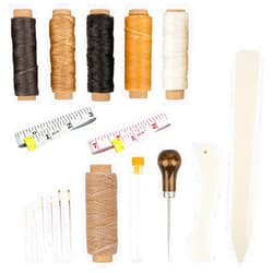 SourceTon Set of 18 Bookbinding Tools, SourceTon Bone Folder Creaser Waxed Linen Thread Wood Handle Awl Large-Eye Needles Tape Measure for Handmade DIY Bookbinding Crafts and Sewing Supplies