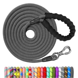NTR 5FT Strong Dog Leash, Black Rope Dog Leash with Swivel Lockable Hook and Comfortable Padded Handle, Cat Puppy Leash Lead for Small Medium Large Dogs Training, Playing, Camping,or Backyard
