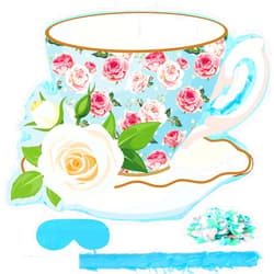 Aoriher 4 Pieces Tea Party Pinatas Flower Themed Party Decorations Teapot Small Pinata Bundle with a Blindfold, Stick and Confetti Tea Cup Party Supplies Favors for Kids Girls Birthday Party (Teacup)