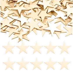 Psyqtsuary 100 PCS 2 Inch Wood Stars Cutouts, Unfinished Wooden Stars Ornaments, Cutout Blank Wood Pieces Star for DIY Crafts Christmas Wedding Party Wooden Flags Making Table Scatter Decoration
