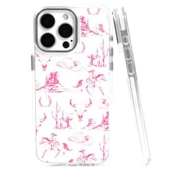 TnXee Case for iPhone 16 Pro,Compatible with MagSafe, Classic Clear Shockproof Protection Magnetic Phone Case - Pink Hat Horse Western Cowboy