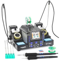 WEP 982D-II 2-In-1 Micro Soldering Kit with Type-210 and 245 Micro Soldering Iron; Automatic Calibration, Adaptive Display Mode, 3 Pre-set Channels, Dynamic LCD Display, Automatic Sleep Mode and More