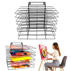 ODOXIA Art Drying Rack Hanging for Classroom | Small Hangable Paint Drying Rack | 8 Removable Shelves | Canvas Rack Art Storage | Painting Drying Rack with Screws | Stack Rack for Painting, Drawings