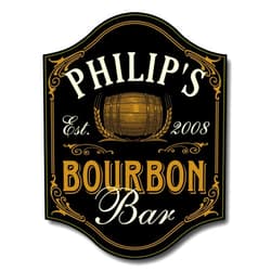 THOUSAND OAKS BARREL Co. Personalized 16 x 12 Inch Wooden Manchester Bourbon Bar Home Bar Sign - Rustic Home Room Decor for Man Cave, Office, Pub - Whiskey Wall Art Bar Signs (5003)