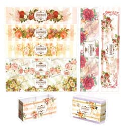 PH PandaHall 90pcs Retro Wrap Paper Tape, 9 Style Vintage Band Label Flower Paper Tag Wrapper Sleeves Covers Vertical Tags for Handmade Soap Lotion Bars Bath Gift Wrapping, 21x5cm/8.5x1.9 inch