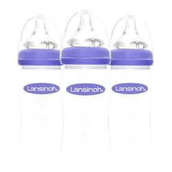 Lansinoh Baby Bottles for Breastfeeding Babies, 8 Ounces, 3 count 3 Count (Pack of 1) Clear