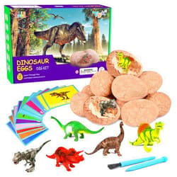 Toyk Dig Up Dinosaur Fossil Eggs, Break Open 12 Unique Eggs and Discover 12 Cute Dinosaurs, Easter Digging Toy for 3 4 5 6 7 8 9-12 Year Old Boys Archaeology Science STEM Gift