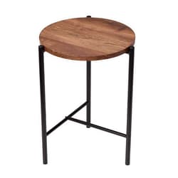 Honey-Can-Do Round Side Table with T-Pattern Base, Natural TBL-09249 Black, 20 lbs