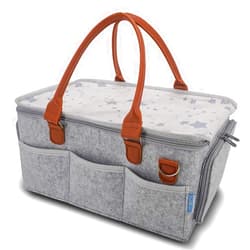 Home For Each Diaper Caddy Organizer - Portable Baby Nappy Storage Bag with a Roll Lid and Removable Dividers - Best for Nursery, Changing Table, Car - Travel-Friendly Station for Infant Essentials Grey