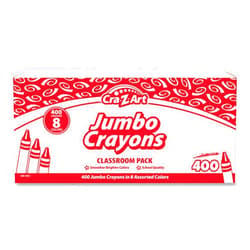 Cra-Z-art Jumbo Crayon Bulk Class Pack 400ct 8 Assorted Colors, Back To School Supply List Essential, Bulk Pack for School Supply Rooms and In Class For Teachers