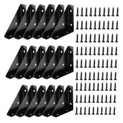 CMLY Corner Brace Brackets,18Pcs 66mm x 66mm Corner Braces for Wood, Metal Corner Brackets, Triangle Shelf Bracket, Black Angle Bracket, Corner Desk Connector for Bed, Table, Cabinet