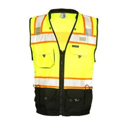 Kishigo Premium Black Series Men's Surveyors Vest S5002, Class 2 Hi-Vis, 10 Pockets, Zipper, Durable Webbing, ANSI/ISEA 107