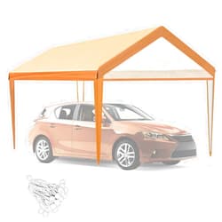 MARVOWARE 10x20 Car Canopy Replacement Carport Tarp Cover with Fabric Pole Skirts Ball Bungees for Tent Top Garage Boat Shelter(Only Tarp Cover) Carpas Para Carros(Sólo Hule)