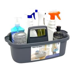 Goderewild Multi-Purpose Plastic Cleaning Caddy with Handle, Shower Caddy Organizer/Storage Basket/Totes Portable for Bathroom Supplies, Cleaning Products, Under Sink Tool, Housekeepers (Grey)