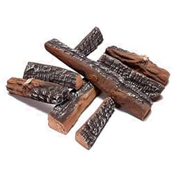 Chendi Gas Fireplace Logs| 8 Piece Set of Ceramic Wood Logs for All Types of Indoor, Gas Inserts, Ventless & Vent Free, Ethanol, Electric, Propane or Outdoor Fireplaces &Fire Pits Accessories