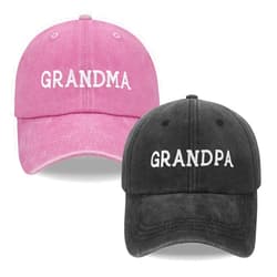SJUDHHG Embroidered Adjustable Cotton Retro Hats for Grandpa&Grandma, First Time Grandparents Gifts Grey