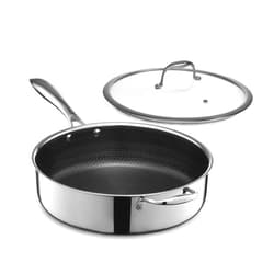 HexClad Hybrid Nonstick 5.5 Qt Deep Sauté Pan and Lid, Dishwasher and Oven-Safe, Compatible with All Cooktops