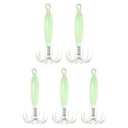 PATIKIL 12g Luminous Squid Jig Hooks, 5 Pcs Cuttlefish Sleeve Saltwater Fishing Lures Bait Jig Glow in Dark with 12 Stainless Steel Needles, Green