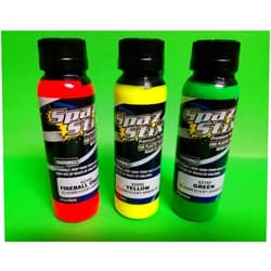 Spaz Stix 3 PACK FLUORECENT ORANGE GREEN YELLOW 02100 02150 02050 AIRBRUSH PAINT INCLUDES CHICAGOLAND RC COUPON