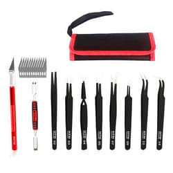 HengTianMei 10PCS Precision Tweezers Set, HengTianMei ESD Anti-Static Stainless Steel Tweezers Kit Curved Tweezers for Craft, Jewelry, Electronics, Laboratory Work
