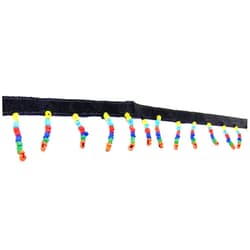 Vision Trims 10 Yards Hanging Beaded Fringes- Native Indian Multi Color Glass Seed Beads On Black Satin Ribbon Tape for Sewing Quilting Renaissance Dance Hawaiian Bridal Costumes Drapery Home Decor- Value 10 Yard