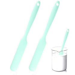 Xthrotsenk 2 Pcs Silicone Jar Spatulas Skinny Heat Resistant Kitchen Spatulas Non-Stick Cake Cream Spatulas 10in Long Narrow Sourdough Stirring Stick Jam Spreader for Scraping Icing Bread, Green