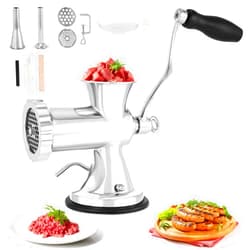 Dyna-Living Manual Meat Grinder Stainless Steel Hand Crank Meat Grinder Sausage Stuffer Filler Beef Grinder Hand Meat Processor Grinding Machine for Home Use Kitchen