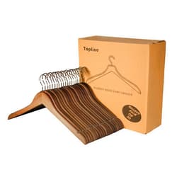 Topline Housewares Topline Classic Wood Shirt Hangers - Walnut Finish (20-Pack)