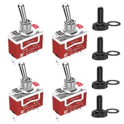 RVBOATPAT Waterproof Toggle Switch 12V Marine Boat Automotive Car SPST 2 Pin ON Off Toggle Switch with Boot Cover 30A 12 Volt 120V Heavy Duty -4pcs