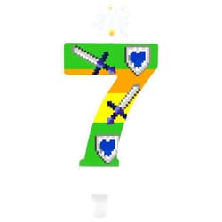 Lasuroa Game Theme Candle, Green Pixel Candle Digital Birthday Candle Video Game Birthday Cake Topper for Kids Adults Birthday Video Game Party Supplies(Number 7)