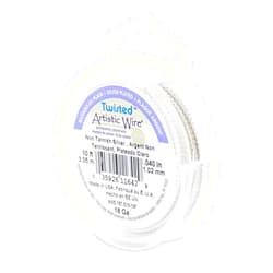 Artistic Wire, 18 Gauge / 1.0 mm Silver Plated Tarnish Resistant Colored Copper Craft Wire, Round Twist, Tarnish Resistant Silver, 10 ft / 3.1 m