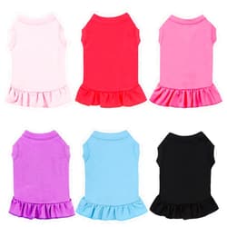 Weewooday 6 Pieces Dog Dresses Shirt Skirt Dog Sleeveless Dress Breathable Pet Shirts with Ruffles Pet Sundress Outfits for and Cats(M Size)