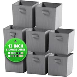 NEATERIZE Fabric Storage Cubes for Cube Organizer - 8 Pack Heavy Duty Grey Storage Bins - 13 Inch Cube Storage Bin, Use As A Clothes Storage Box in Closet, Baskets for Shelves or Cubbies Storage bins