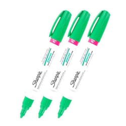 Sharpie Oil-Based Paint Marker, Medium Point, Green Ink, Pack of 3