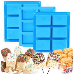 Sidosir Rice Krispies Silicone Mold for Rice Krispies Treats Baking, 6-Cavity Granola Cereal Bars Mold for Chocolate Cheesecake Brownie