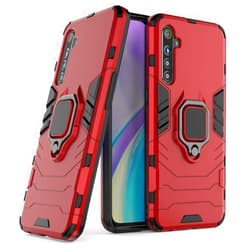 MaiJin LuluMain Compatible with Realme XT, X2 Case, Metal Ring Grip Kickstand Shockproof Hard Bumper (Works with Magnetic Car Mount) Dual Layer Rugged Cover for Oppo Realme XT, Realme X2 (Red)