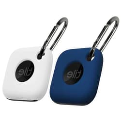 Geiomoo Silicone Case for Tile Mate 2024, Tile Mate 2022, Soft Scratch Resistant Cover with Carabiner (2 Pack White+Navy Blue)