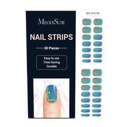 MelodySusie 30PCS Semi Cured Gel Nail Strips (Chrome), Works with Nail lamp, Salon Quality, Long Lasting, Easy to Apply and Remove, Includes 2 Prep Pads, Nail File and Wooden Stick