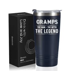 Onebttl Grandpa Gifts Tumbler, Grandfather Presents from Granddaughters Grandsons for Father's Day Christmas Birthday, Stainless Steel Cup with Lid, 20oz/590ml - Gramps Gifts