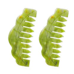 Geiserailie 2 Pieces Jade Combs Massage Stone Hair Comb Guasha Scraping Scalp Comb Facial Massage Tool Multifunctional Handheld Head Tools for Valentine's Day Mother's Day Gift (Plain Style)