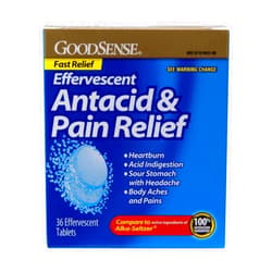 Goodsense Effervescent Antacid and Pain Relief, Blue, 36 Count